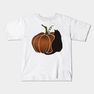 Glitter Pumpkin & Black Cat Kids T-Shirt